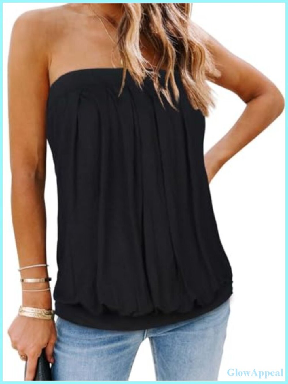 Cotton Blend Tube Top Sleeveless Strapless Tunic Summer Casual Tank